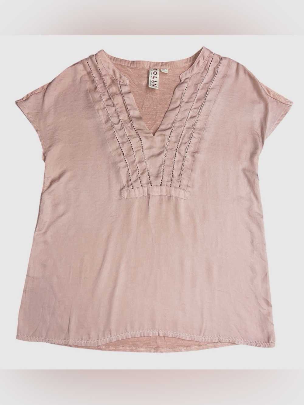 dolan Left Coast Anthropologie Dusty Mauve Pintuck Pullover Blouse Women’s XS